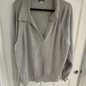 J.Crew 100% Cashmere Gray Collared V-Neck Sweater Size 3X